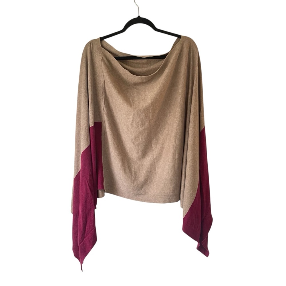 Moda international cotton & cashmere off the shoulder poncho sweater size M/L